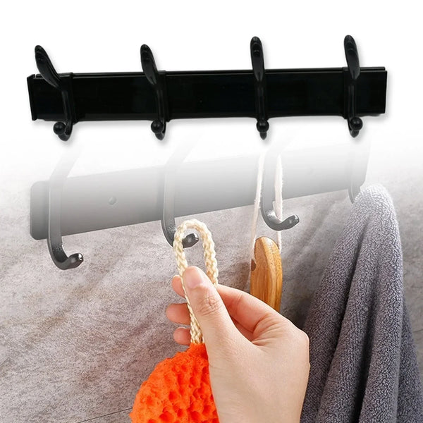 Extra Long 4 - Hook Wall Coat Hanger with Eco Adhesive - Justgrabit Inc.
