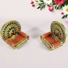 Meenakari Work Laddu Gopal Singhasan / Sihasan for Pooja Mandir Wooden Krishna Ladoo Bal Gopal Sofa Asan, Home Decorative Premium Look Decorative Singhasan Suitable For Home, Office, Restaurant (2 Pc Set) - Justgrabit Inc.