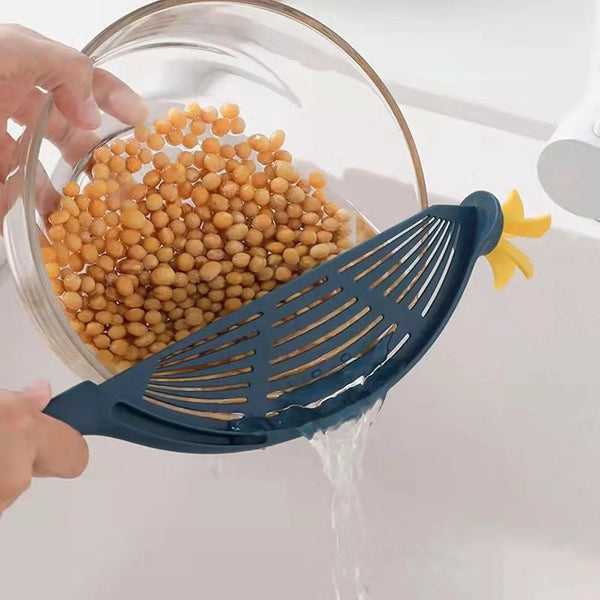 Plastic Multifunctional Kitchen Strainer Baffle Tool Handheld Filter for Rice Beans Peas (1 Pc) - justgrabit.in | Just Grab It