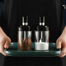 Clear Glass Spice Jar with Integrated Spoon & Airtight Lid (250ml Approx) - justgrabit.in | Just Grab It