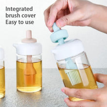 2 in 1 Glass Oil dispenser jar / Bottle with brush (1 Set) - justgrabit.in | Just Grab It