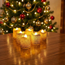 Christmas Premium Glitter LED Tealight Candles (6 Pc Set) - justgrabit.in | Just Grab It
