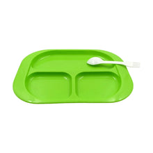 Plastic Food Plates / Biodegradable 3 Compartment Square Plate With Spoon for Food Snacks / Nuts / Desserts Plates for Kids, Reusable Plates for Outdoor, Camping, BPA - free (1 Pc) - Justgrabit Inc.