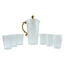Elegant Textured Glass Water Jug with 6 glasses Set (1 Set) - justgrabit.in | Just Grab It