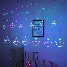 Multicolor 12 Diya Curtain String Lights, Window Curtain Lights with 8 Flashing Modes Decoration Light (Multi Color) - justgrabit.in | Just Grab It