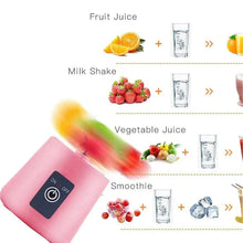 Portable Electric USB Juice Maker Juicer Bottle Blender, Grinder Mixer, 4 Blades Rechargeable Bottle (380 ML / Mix Color) - Justgrabit Inc.