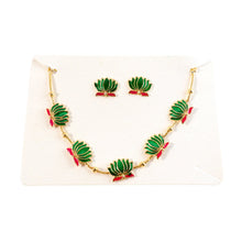Traditional Green & Lotus Motif Jewellery Set - justgrabit.in | Just Grab It