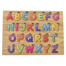 Wooden Puzzle Board ABC Letters Shapes Educational Learning Toys (1 Set) - justgrabit.in | Just Grab It