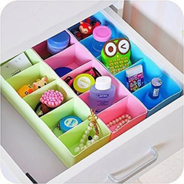 Desktop Storage Organizer Box Set - 5 Grid Compartments for Clothing, Underwear, Socks & Ties (4 - Piece) - Justgrabit Inc.