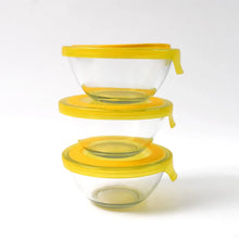 Dazzle Glass Bowl Set Mixing / Storage Bowls with Lids (3 pcs Set) - Justgrabit Inc.