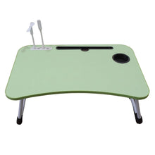 MultiPurpose Study Table Foldable Portable Notebook Bed Lap Desk Tray Stand Reading Holder with Coffee Cup Slot, Drawer, Fan, USB Cable & Light for Breakfast, Reading & Movie Watching (1 Pc Mix Color) - Justgrabit Inc.