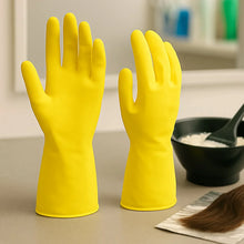 2 pair med yellow gloves For Types Of Purposes Like Washing Utensils, Gardening And Cleaning Toilet Etc. - Justgrabit Inc.