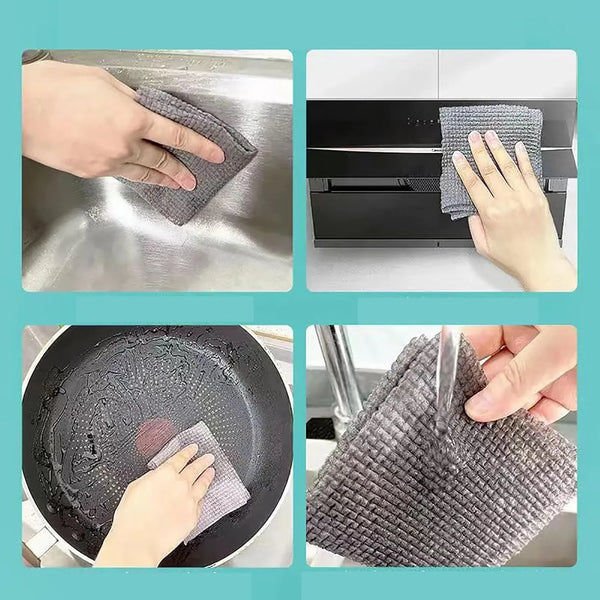 Durable Microfiber Kitchen Scrub Cloth – Wear - Resistant & Multipurpose Cleaning Cloth (20×22cm, 1 Pc) - Justgrabit Inc.