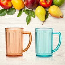 Stylish Juice Glass With Handle, Water Glass, Beer Glass, Milk Shake Glass, Multipurpose Glass Plastic Beer Mug, Unbreakable Beer Tasting Glasses, Clear Juice Glasses Suitable for Kids (2 pc) - Justgrabit Inc.