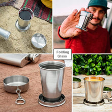 2 in 1 Camping Folding Cup with Keychain (1 Pc) - justgrabit.in | Just Grab It