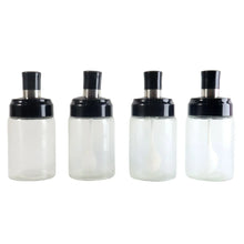 Transparent Spice Jar Set with Spoon & Airtight Lid (4 Pc) - justgrabit.in | Just Grab It