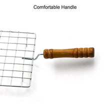 Square Stainless Steel Barbecue Grill with Wooden Handle - Justgrabit Inc.