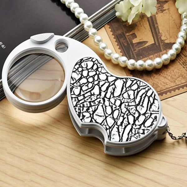 Double - Magnification Led Magnifiers Light Folding Keychain (1 Pc / Mix Color) - justgrabit.in | Just Grab It