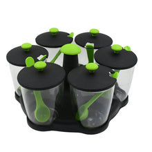 Multipurpose 6 Piece Miracle Revolving Plastic Spice Container Rack With 6 Spoon, Condiment Set, Masala Rack Set, Revolving Spice Rack Aachar Container Chutney Mukhwas Tray Masala Dining Spice Stand - Justgrabit Inc.