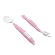 Silicone Bendable Kids Spoon & Fork Set – Toddler Self - Feeding Utensils (2 Pc Set) - Justgrabit Inc.