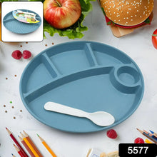 Plastic Food Plates / Biodegradable 5 Compartment Plate With Spoon for Food Snacks / Nuts / Desserts Plates for Kids, Reusable Plates for Outdoor, Camping, BPA - free (1 Pc) - Justgrabit Inc.