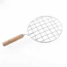 Kitchen Round Stainless Steel Roaster Papad Jali, Barbecue Grill with Wooden Handle - Justgrabit Inc.