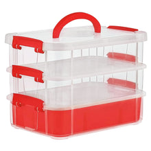 3 - Layer Multi - Purpose Transparent Plastic Storage Carry Box with Handle - Justgrabit Inc.