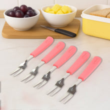 Premium Stainless Steel Fruit Fork Set – 10 Pieces with Soft Non - Slip Handle - justgrabit.in | Just Grab It