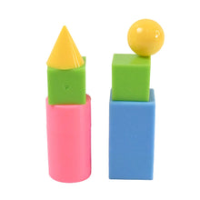 3D Shapes Multicoloured Pattern Building Blocks Toy Solid Figures (6 Pcs Set) - justgrabit.in | Just Grab It