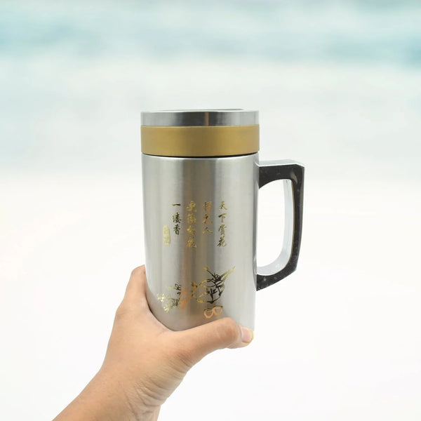 Multifunctional Double - Wall Thermos Water Bottles, Spill Proof with Leakproof Drinking Cup for Office Mug, Home, Travel, School, Tumbler (400ml) - Justgrabit Inc.