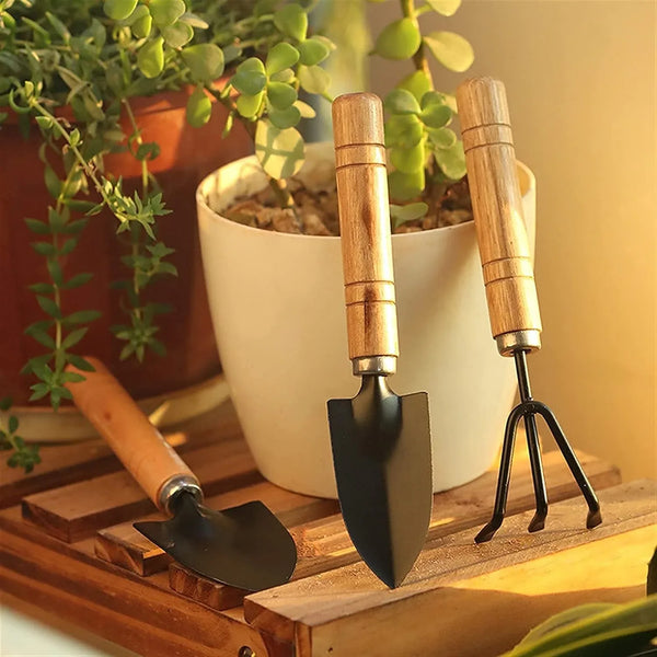 Small sized Hand Cultivator, Small Trowel, Garden Fork (Set of 3) - Justgrabit Inc.
