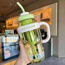 Approx 1300ML Large Capacity Cute Ice Cream Themed Water Bottle with Handle, Straw - justgrabit.in | Just Grab It