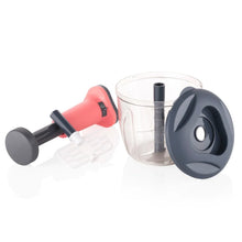 1100 ml 2 in 1 Push up Chopper with affixed with 6 Sharp Blade | Vegetable and Fruit Cutter with Easy Push and chop Button - justgrabit.in | Just Grab It