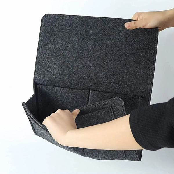 Flat Bedside Caddy, Bed Side Pocket Storage Organizer Bag with 5 Pockets (1 Pc) - justgrabit.in | Just Grab It