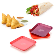 Square Plastic Dinner Plate Set (Set of 6 Pcs) Colorful Snacks / Breakfast Plate (Set of 6 Pcs) - justgrabit.in | Just Grab It