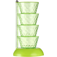 4 Section 360° Rotating Box Plastic Pickle Tower Spice Rack with 4 Spoons 1 Set - justgrabit.in | Just Grab It