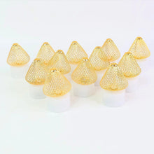 Set of 12 Decorative LED Flameless Candle Lights with Golden Net Cover - Justgrabit Inc.