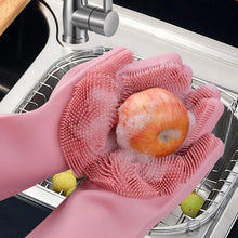 Dishwashing Gloves with Scrubber| Silicone Cleaning Reusable Scrub Gloves for Wash Dish Kitchen| Bathroom| Pet Grooming Wet and Dry Glove (1 Pair, 250 Gm) - Justgrabit Inc.