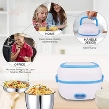 Electric Lunch Box, 3 In 1 Food Heater / Cooker / Steamer with Stainless (1 Set) - justgrabit.in | Just Grab It