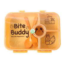 Bite Buddy 4 - Compartment Leak - Resistant Plastic Lunch Box with Spoon & Fork - justgrabit.in | Just Grab It