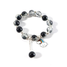 Elegant Black & Crystal Beaded Charm Bracelet - justgrabit.in | Just Grab It