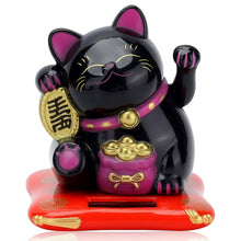Solar Powered Happy Cat Beautiful with Arm Waves Wealth Cat (1 Pc / Mix Color) - justgrabit.in | Just Grab It