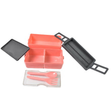 Plastic 2 Layer Leak Proof 3 Compartment Lunch Box for Office (1 Pc) - justgrabit.in | Just Grab It