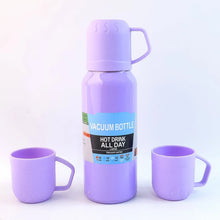 Purple Vacuum Flask Set – Stainless Steel Thermos with 3 Cups, Approx 500ml - Justgrabit Inc.