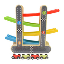 Car Racer Track Play set Wooden Click Clack Toys With 4 Mini Racers (1 Set) - justgrabit.in | Just Grab It