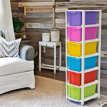 6 - Layer Multi - Colored Plastic Storage Drawer Cabinet - Justgrabit Inc.