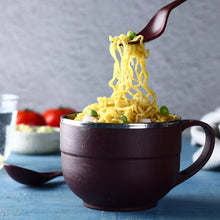 Noodles & Soup Bowl with Spoon and fork Handle Spoon Holder, Stainless Steel Bowl and Spoon Set, Stainless Steel Storage - Justgrabit Inc.
