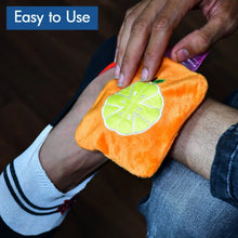 Orange small Hot Water Bag with Cover for Pain Relief, Neck, Shoulder Pain and Hand, Feet Warmer, Menstrual Cramps. - Justgrabit Inc.