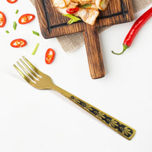 Stainless Steel Premium Fork Traditional Design Tablewar (6 Pcs Set / Golden) - justgrabit.in | Just Grab It