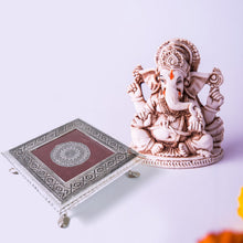 Silver - Square Pooja Chowki Patla / Bajot (20×20 CM / 1 Pc) - justgrabit.in | Just Grab It